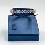 Pırlanta Montür Yonca Su Yolu Gümüş Bileklik