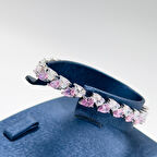 Pırlanta Montür Pembe Kuvars Gümüş Bileklik