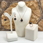 Elmas Montür Rosegold Gül Modeli Gümüş Set Takım