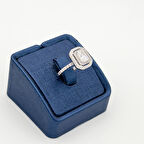 Pırlanta Montür Baget Çift Sıralı Gümüş Yüzük