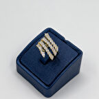 Gold Renk Özel Tasarım Gümüş Yüzük