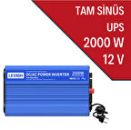 LEXRON - İnges 12 VOLT 2000 WATT 2 KW UPS ŞEBEKEDEN ŞARJ EDİLEBİLİR İNVERTER İNVERTÖR - KARAVAN