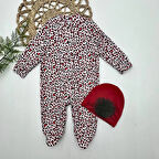 Lenaca 0-3-6-9 Ay Leopar Baskılı Tam Boy Çıtçıtlı Patikli Güllü Boneli Kız Bebek Tulumu