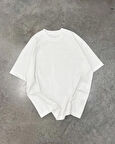 Livizmir Moda Unisex Basic Bisiklet Yaka Oversize T-Shirt - Beyaz