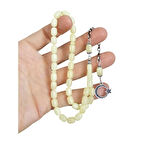 Orjinal Gümüş Püsküllü Mat Damla Kehribar Tesbih Lt1334