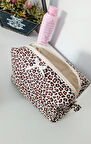 Leopar Desen  Büyük Seyahat ve Makyaj Çantası ( 20 x 10)  