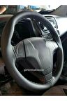 Fiat Linea Uyumlu Deri Dikmeli Direksiyon Kılıfı Soft Siyah Ipli 10.5cm A Plus
