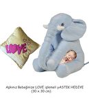 YASTIK HEDİYELİ-Uyku Arkadaşım Peluş Fil - Büyük Yumuşacık(65 cm)- Sevgiliye HEDİYE