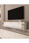 Lora Tv Ünitesi Gümüş | Beyaz - Beyaz