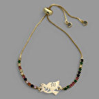 Şık Kuş Figürlü, Renkli Taşlı ve 14 Ayar Altın Plakalı M Harfli Bileklik