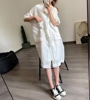 Barbora Günlük Cep Detaylı Salaş Kadın Elbise 260beyaz3