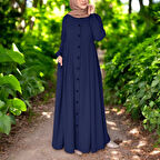 Tam Boy Tesettür Keten Elbise