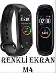 M4 Akıllı Bileklik Renkli Led Ekran Sensörlü Titreşimli Dokunmatik Siyah