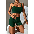 Kadın Yeşil Şortlu Kaşkorse Gecelik Takım