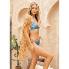 MARSiLYAN-  Şal Desenli Önü Açık Kısa Pareo