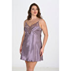 MARSiLYAN- Büyük Beden Lila Gecelik  2101