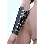 MARSİLYAN- Çivi Detaylı Kol Takısı, Vücut Aksesuar Deri Harness - APFT1270