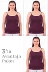 Özel Seri Tekstil Klasik Giyim Yumuşak Kadın Büyük Beden İp Askılı Atlet 3'lü Paket
