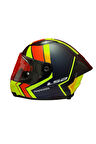 RAPID 2 RACE EXTRA MAT NEON SARI-NAVY MAVİ KASK+SPOİLER