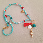 Mayorka İnci Deniz Atı Midye Amazonit Kolye