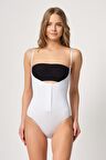 2043 Kadın Önden Agraflı Seamless Göğsü Açık Boy Korse Beyaz