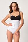 2932 Kadın Yelek Agraflı Lazer Slip Korse Beyaz