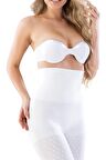 2015 Dikişsiz Uzun Paça Çift Kat Yüksek Bel Korse Beyaz