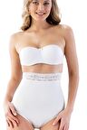 2028 Dikişsiz Dantelli Yüksek Bel Slip Korse Beyaz
