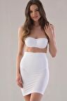 Kadın Beyaz Seamless Külotlu Jüpon Korse MI16SKR00023