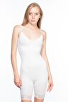 Kadın Beyaz Fermuarsız Askısız Tulum Korse