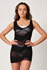 Kadın Toparlayıcı Elbise Lazer Korse Siyah