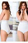 Kadın Beyaz  Dantelli Slip Külot Korse