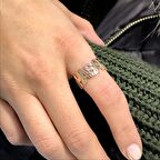 İki 2 İsimli Alyans Rosegold Tasarım Gümüş Kadın Yüzük