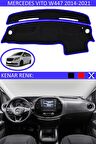 MERCEDES VITO W447 2014-2021 MODEL İÇİN TORPİDO KORUMA HALISI SİYAH RENK MAVİ KENAR