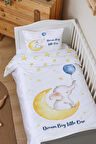 Organik Çarşaflı Bebek Nevresim Takımı (100x150) - Sevimli Ay fısıltısı