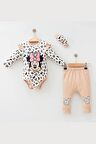 Modam Bebek  KIZ BEBEK LEOPARLI MİCKEY BANDALI ALT ÜST TAKIM 