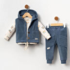 Erkek Bebek Kadife Yelekli Takım 