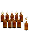 Altın/Beyaz Cam Pipetli 50ml Amber Cam Şişeler 10 Adet