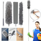 Teleskopik 3′lü Mop Toz Alma Püskülü Çok Fonksiyonlu Temizlik Seti