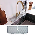 Lavabo İçin Silikon Esnek Mat Musluk Sapı Damlama Tutucu Raf Mutfak Tezgahı Sıçrama Koruma