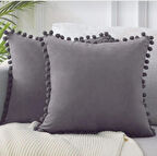 2'li ponponlu kırlent kılıf seti 40 x 40