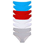 8 adet Süper Eko Set Likralı Kadın Slip Külot Ten Pudra Fuşya Mavi