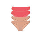 4 adet Süper Eko Set Likralı Kadın Slip Külot Fuşya Ten