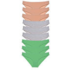 9 adet Süper Eko Set Likralı Kadın Slip Külot Ten Gri Yeşil