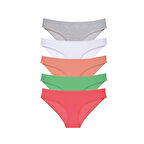 5 adet Süper Eko Set Likralı Kadın Slip Külot Gri Beyaz Pudra Yeşil Fuşya