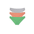 3 Adet Süper Eko Set Likralı Kadın Slip Külot Gri Pudra Yeşil