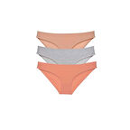 3 adet Eko Set Likralı Kadın Slip Külot Ten Gri Pudra