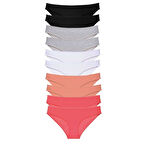 10 adet Süper Eko Set Likralı Kadın Slip Külot Gri Beyaz Pudra Yeşil Fuşya