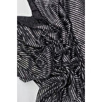 Sakallı Çizgili Pullu Kumaş Pullu Payet Kumaş Abiye Nişan Düğün Siyah