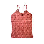 Kadın Askılı Desenli Atlet Dantelli Empirme Pamuklu Penye D4